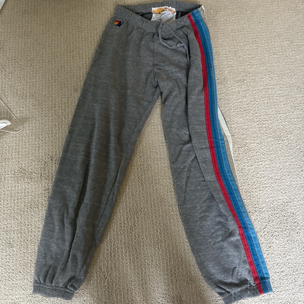 Gray Aviator Nation Sweatpants USA stripe